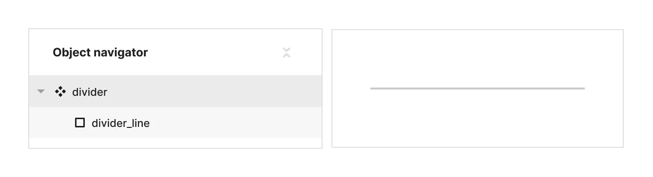 Divider object navigator showing the structure