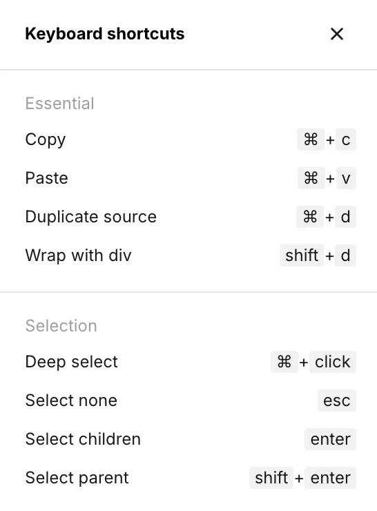 Keyboard shortcuts