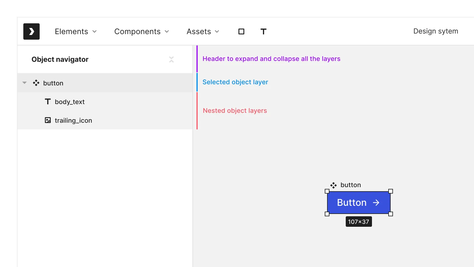 Object Navigator structure and parts