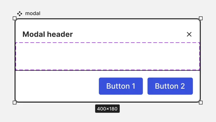 Dynamic content slot with dimensions showing purple border