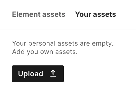 Assets panel screenshot showing the upload interface